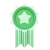 3d linda verde ganador estrella insignias icono png