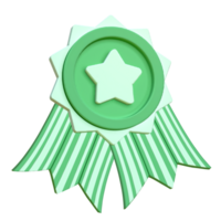 3d cute green winner star badges icon png
