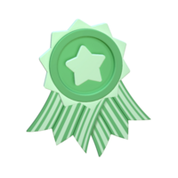 3d carino verde vincitore stella badge icona png