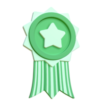 3d cute green winner star badges icon png