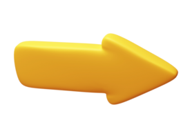seta apontando frente e certo amarelo cor. realista 3d Projeto dentro plástico desenho animado estilo. ícone ilustração png