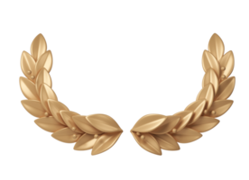 3d rendering golden laurel wreath frame with place for text. Trophy, award, champion victory concept png