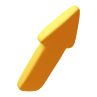 Arrow pointing forward and right yellow color. Realistic 3d design In plastic cartoon style. Icon illustration png