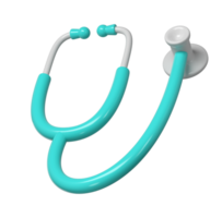 3d turquesa estetoscópio ícone. render ilustração médico ferramenta. símbolo conceito do cuidados de saúde indústria png