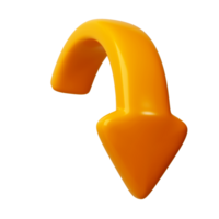 Orange 3d Hälfte Kreis Pfeile Nieder Richtung. Pfeil Zeichen oder Symbol zum Netz Taste und Schnittstelle und Navigation Design Illustration png