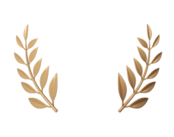 3d rendering golden laurel wreath frame with place for text. Trophy, award, champion victory concept png