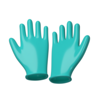 Medical latex gloves icon. Details turquoise 3d Rendering illustration png