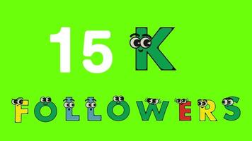 15k followers text animation in green background 15k followers animation video