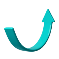 Turquoise 3d half circle arrows up direction. sign or icon for web button and interface and navigation design illustration png