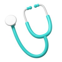 3d turquoise stethoscope icon. Render Illustration medical tool. Symbol concept of healthcare industry png