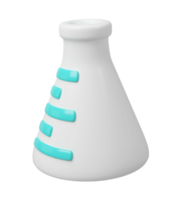 3d medical white flask. Scientific technology Medical. laboratory, biotechnology, chemistry, science concept. Trendy and modern cartoon style png