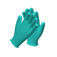 Medical latex gloves Medical icon. Details turquoise 3d Rendering illustration png