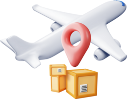 3D Delivery Airplane and Cardboard Boxes png