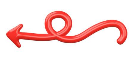 3D Red Curved Arrow Isolated on transparent background. png