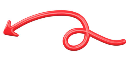 3D Red Curved Arrow Isolated on transparent background. png