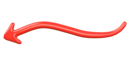 3D Red Curved Arrow Isolated on transparent background. png