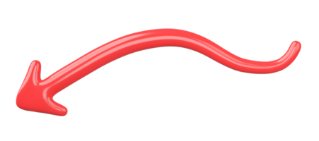 3d rosso curvo freccia isolato su trasparente sfondo. png