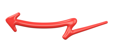 3D Red Curved Arrow Isolated on transparent background. png