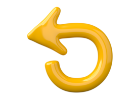 3D Yellow Curved Arrow Isolated on transparent background. png