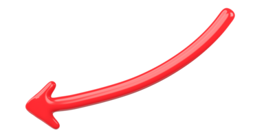 3D Red Curved Arrow Isolated on transparent background. png