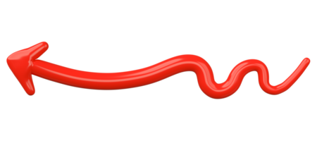 3D Red Curved Arrow Isolated on transparent background. png