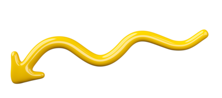 3D Yellow Curved Arrow Isolated on transparent background. png