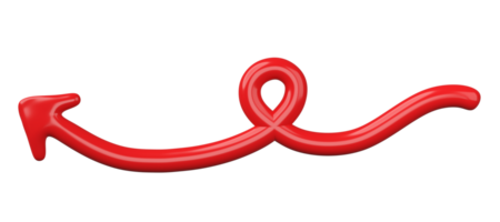 3D Red Curved Arrow Isolated on transparent background. png