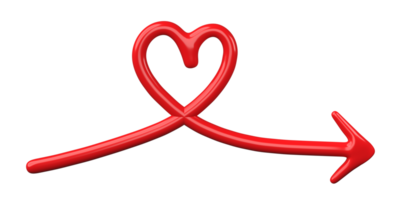 3D heart with an arrow icon isolated on transparent background. png