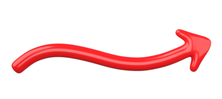 3D Red Curved Arrow Isolated on transparent background. png