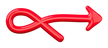 3D Red Curved Arrow Isolated on transparent background. png