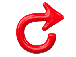 3D Red Curved Arrow Isolated on transparent background. png