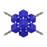 3d blockchain netwerk concept met kettingen 3d icoon png