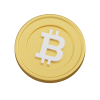 Golden Bitcoin Coin in Minimal Design 3d Icon png