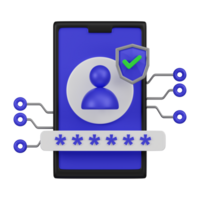 Mobile User Authentication 3D Icon png