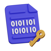 Data Encryption Document with Key 3D Icon png