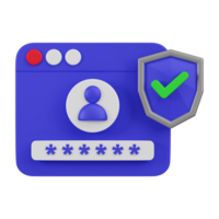 Secure User Login Interface 3D Icon png