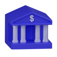 3D Bank Building with Dollar Sign Icon png