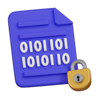 gegevens encryptie document met slot 3d icoon png