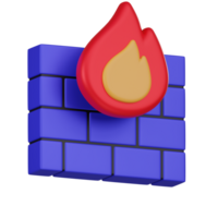 Firewall Protection Shield on Blue Bricks 3D Icon png