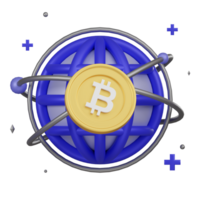 Cryptocurrency Community Network with Bitcoin Centerpiece 3d Icon png