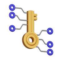 Digital Key Encryption 3D Icon png