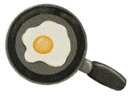 frito huevo en un fritura cacerola, desayuno hecho en casa, huevo Cocinando concepto png