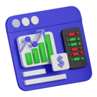 3D Financial Report Folder with Graphs and Data Icon png