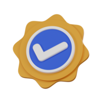 Minimal verified badge icon. 3d render isolated illustration. png