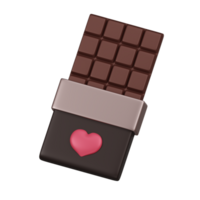 3d Chocolat bar avec cœur icône pour l'amour cadeau png