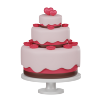 3d liefde roze bruiloft taart met roos topping png