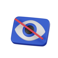 Minimal visibility off icon for website and app. 3d render isolated illustration. png