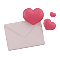 3d l'amour lettre icône avec cœur et enveloppe png