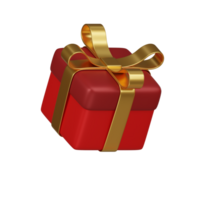 Red Gift Box with Golden Ribbon 3D Icon png