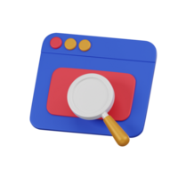 Minimal search icon for websites, files, and folders. 3d render isolated illustration. png